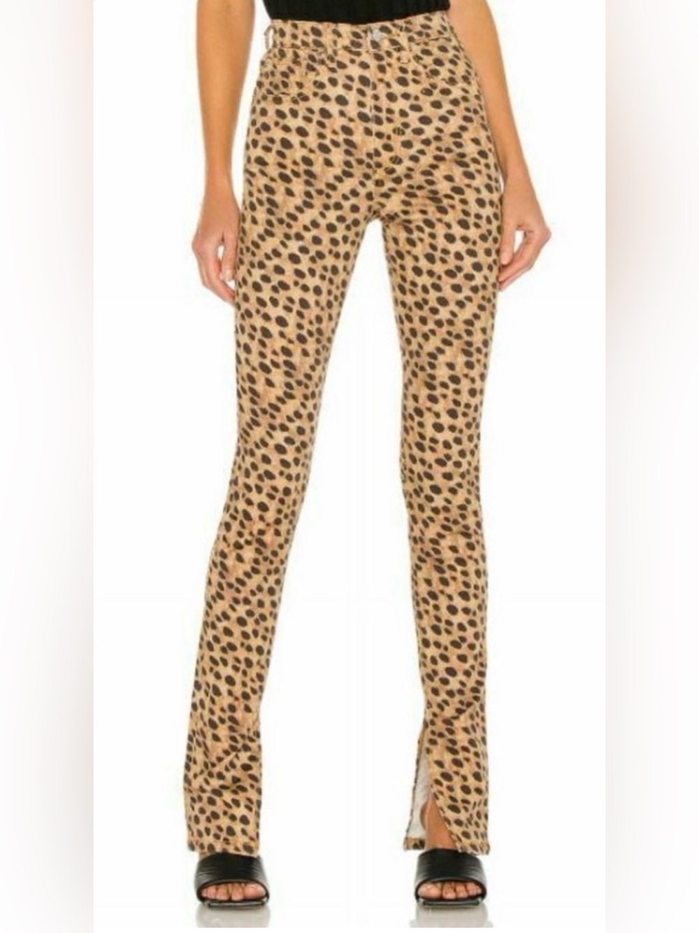 NWOT WeWoreWhat Stiletto Slit Jeans in Cheetah size 27/ US 4